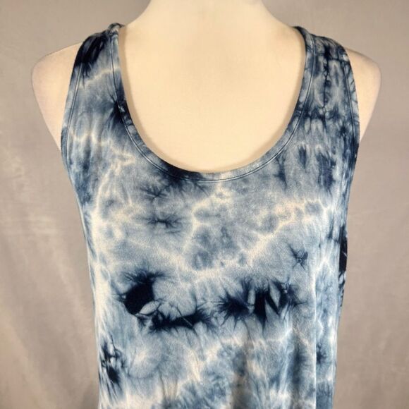 Beach Break blue and white tie dye gathered racerback dress size medium - Picture 2 of 6